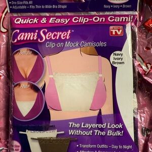 Quick and easy Clip on Mock Camisoles in Navy, Ivory and Brown.